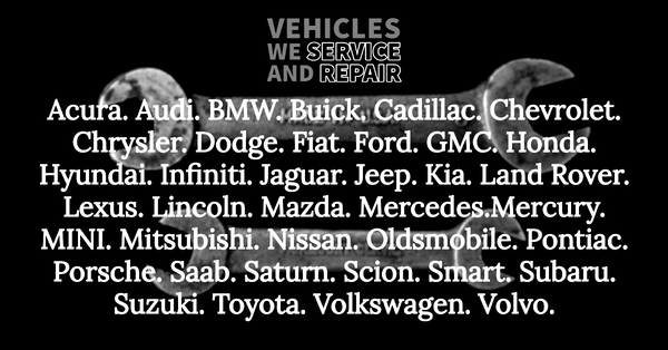 Vehicles we service and repair